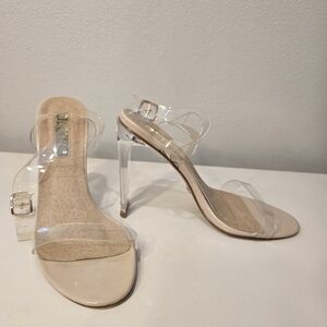 Billini Nude and Clear Strap Heels